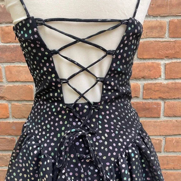 Vintage New Leaf 80’s Metallic Polka Dot Ruffle Dress - Picture 8 of 9